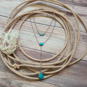 Layered Turquoise Lariat Necklace